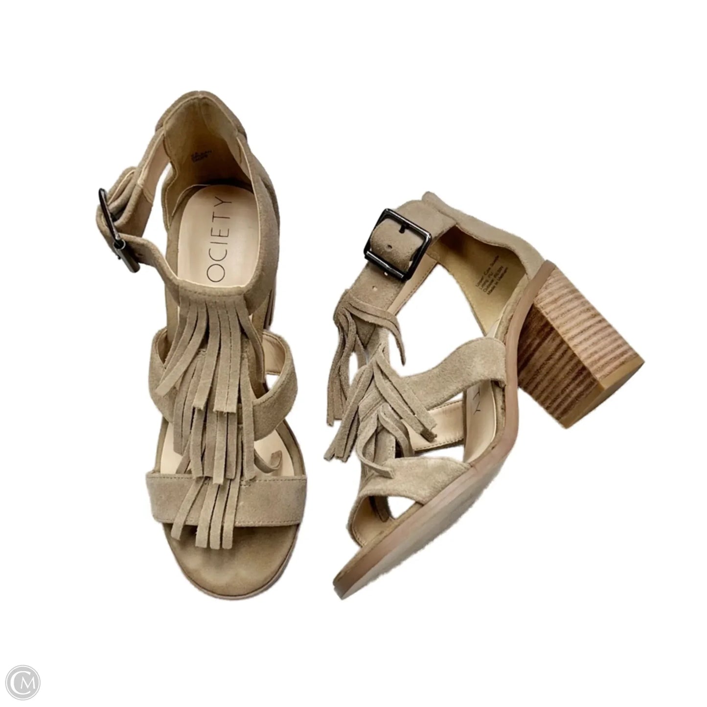 Sandals Heels Block By Sole Society In Tan, Size: 5.5
