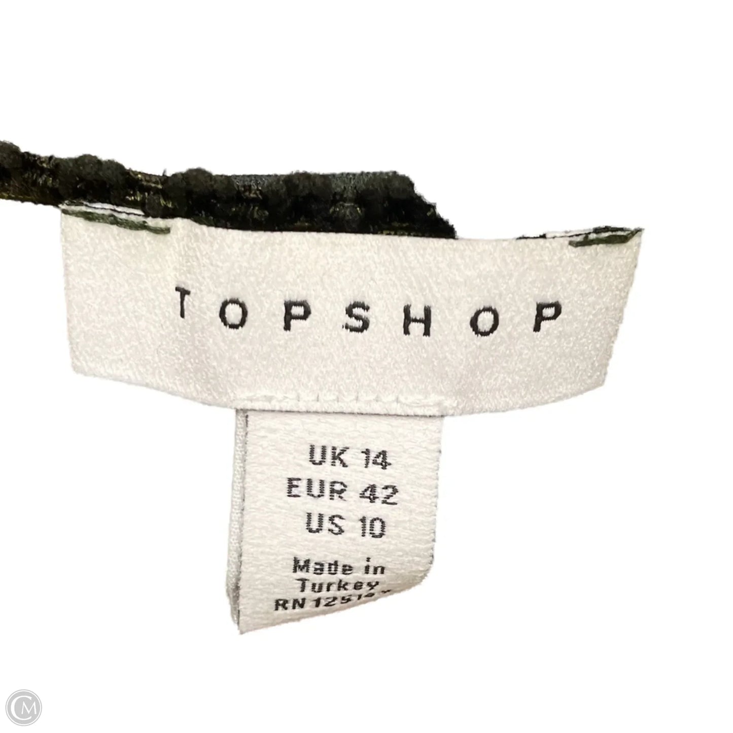 Dress Casual Short By Topshop In Cream & Green, Size: M
