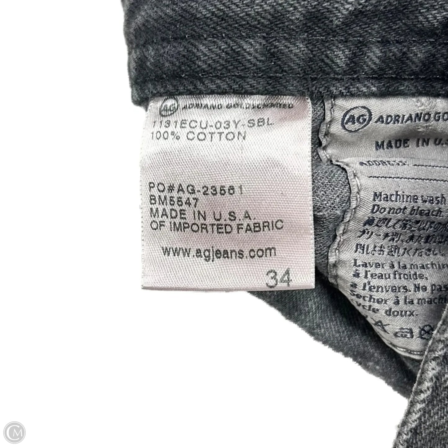 Jeans Straight By Agolde In Black Denim, Size: 18