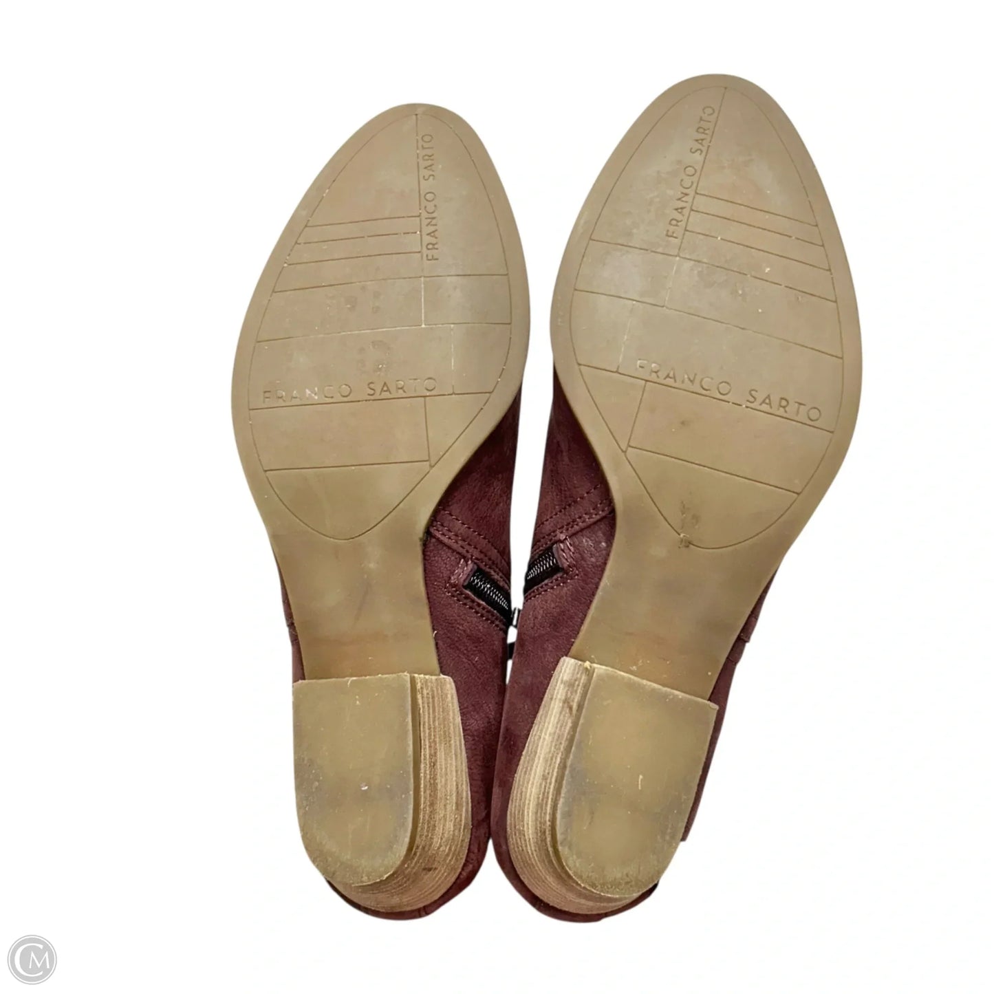 Boots Ankle Heels By Franco Sarto In Maroon, Size: 8
