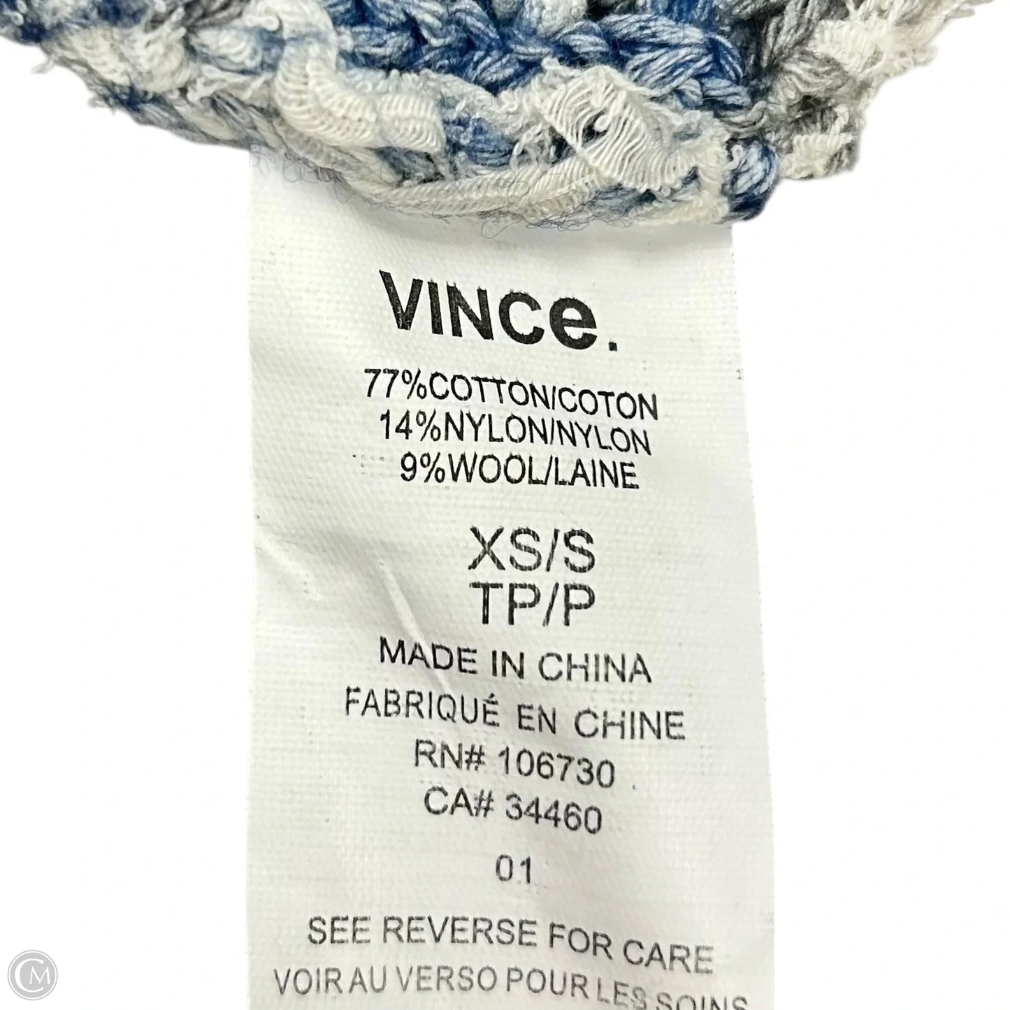 Sweater Cardigan By Vince In Blue & Grey, Size: XS/S