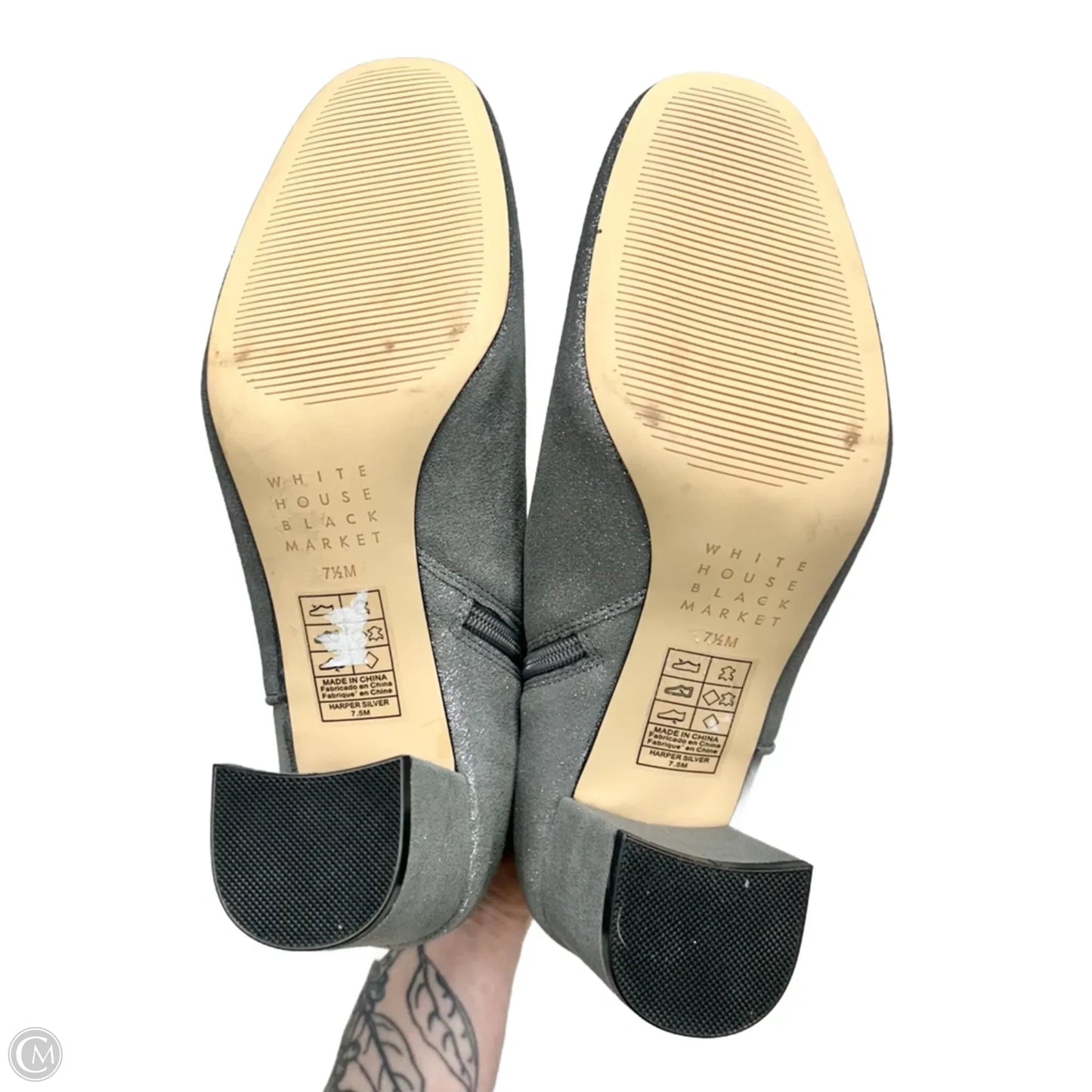 Boots Ankle Heels By White House Black Market In Silver, Size: 7.5