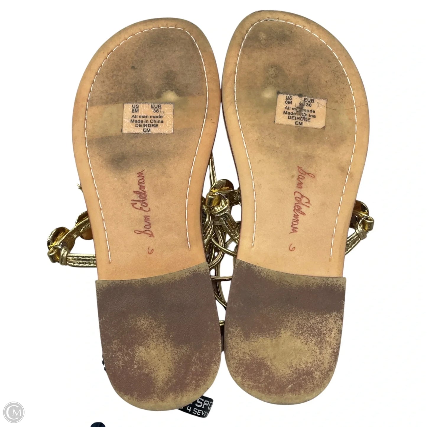 Sandals Flats By Sam Edelman In Brown & Gold, Size: 6