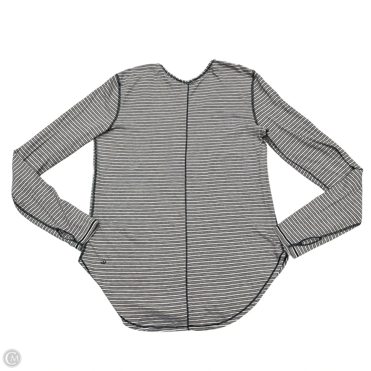 Athletic Top Long Sleeve Collar By Lululemon In Black & White, Size: M