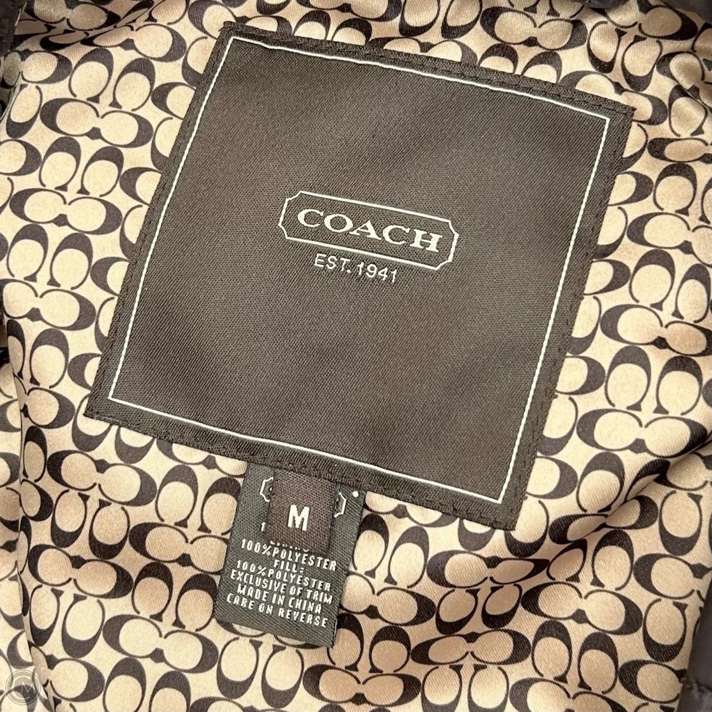 Jacket Designer By Coach In Brown, Size: M