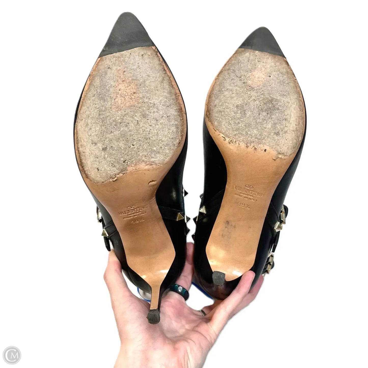 Boots Luxury Designer By Valentino In Black Gold, Size: 9.5