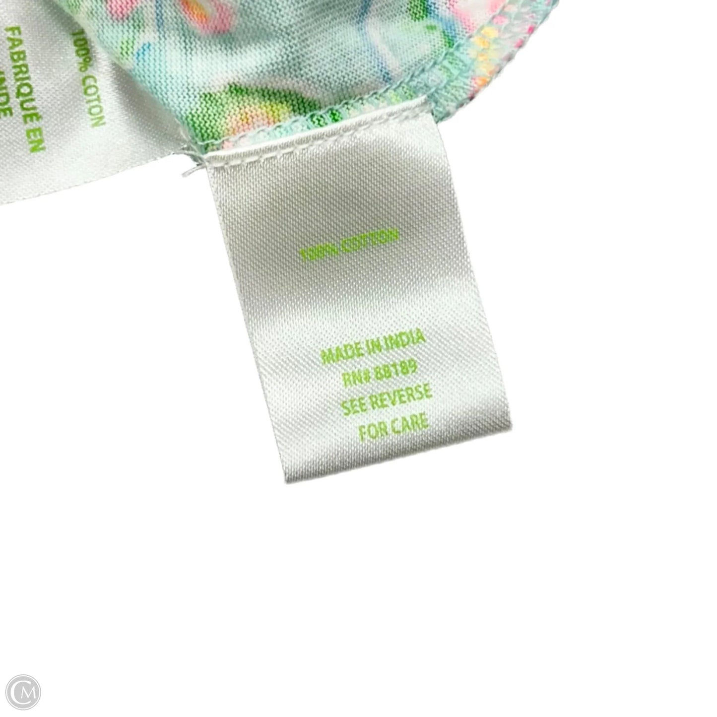 Top Short Sleeve Designer By Lilly Pulitzer In Green & Pink, Size: S