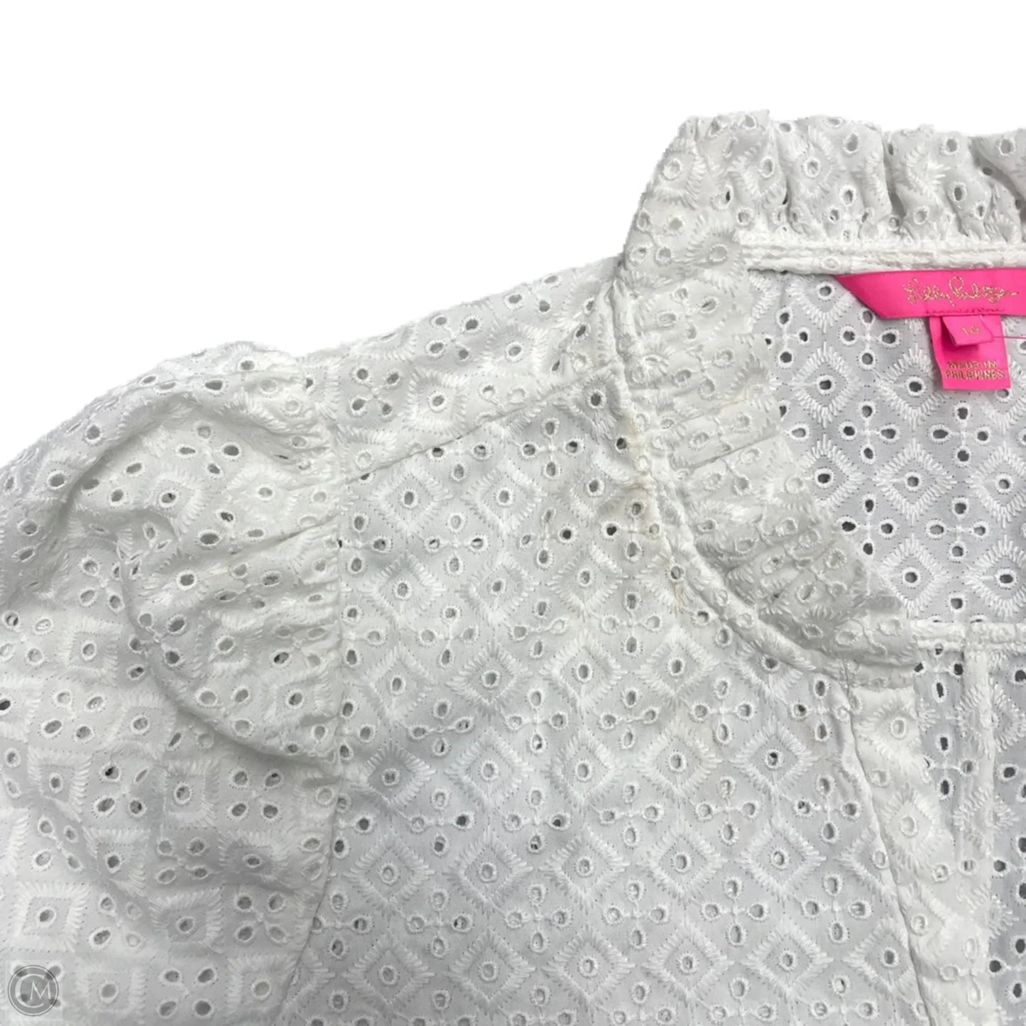 Top Short Sleeve Designer By Lilly Pulitzer In White, Size: Xl