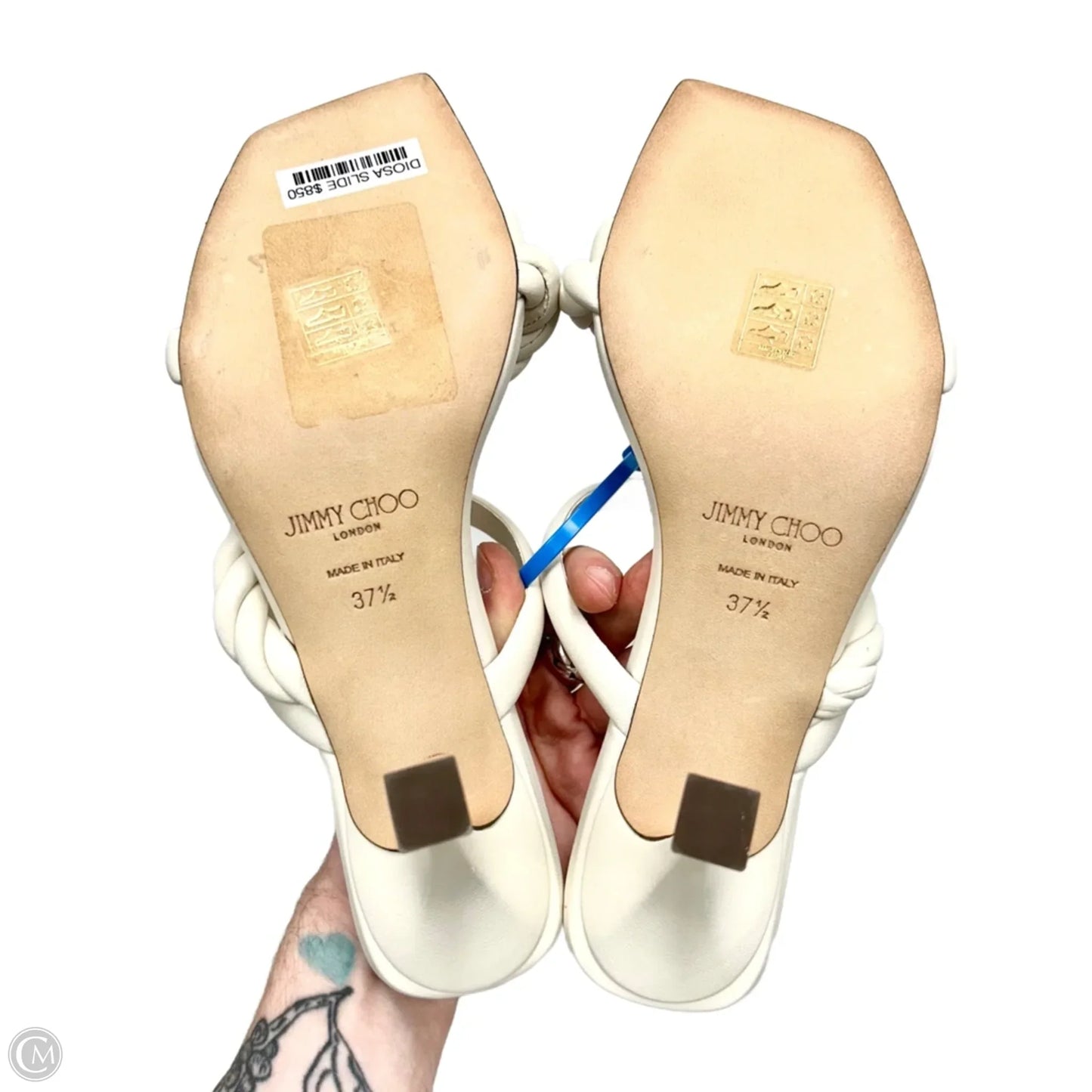Shoes Luxury Designer By Jimmy Choo In Cream, Size: 7.5