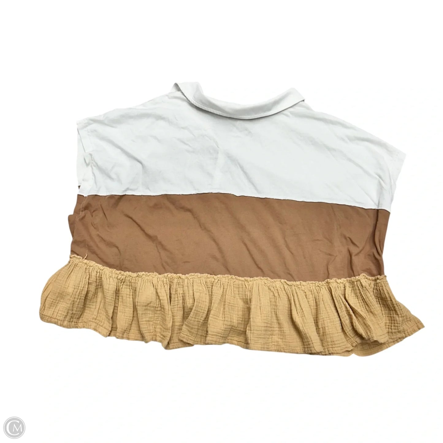 Top Short Sleeve By Pilcro In Tan & White, Size: 3x