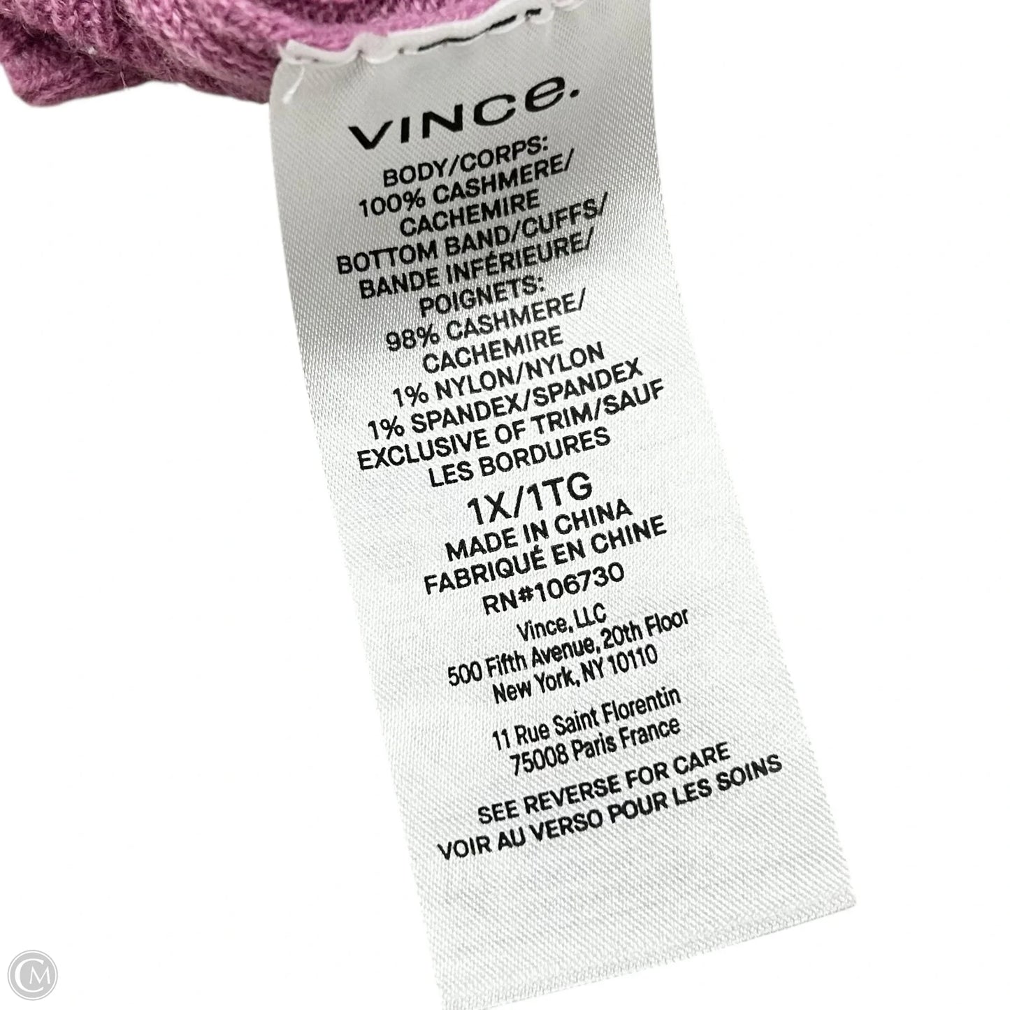 Sweater Cardigan Cashmere By Vince In Purple, Size: 1x