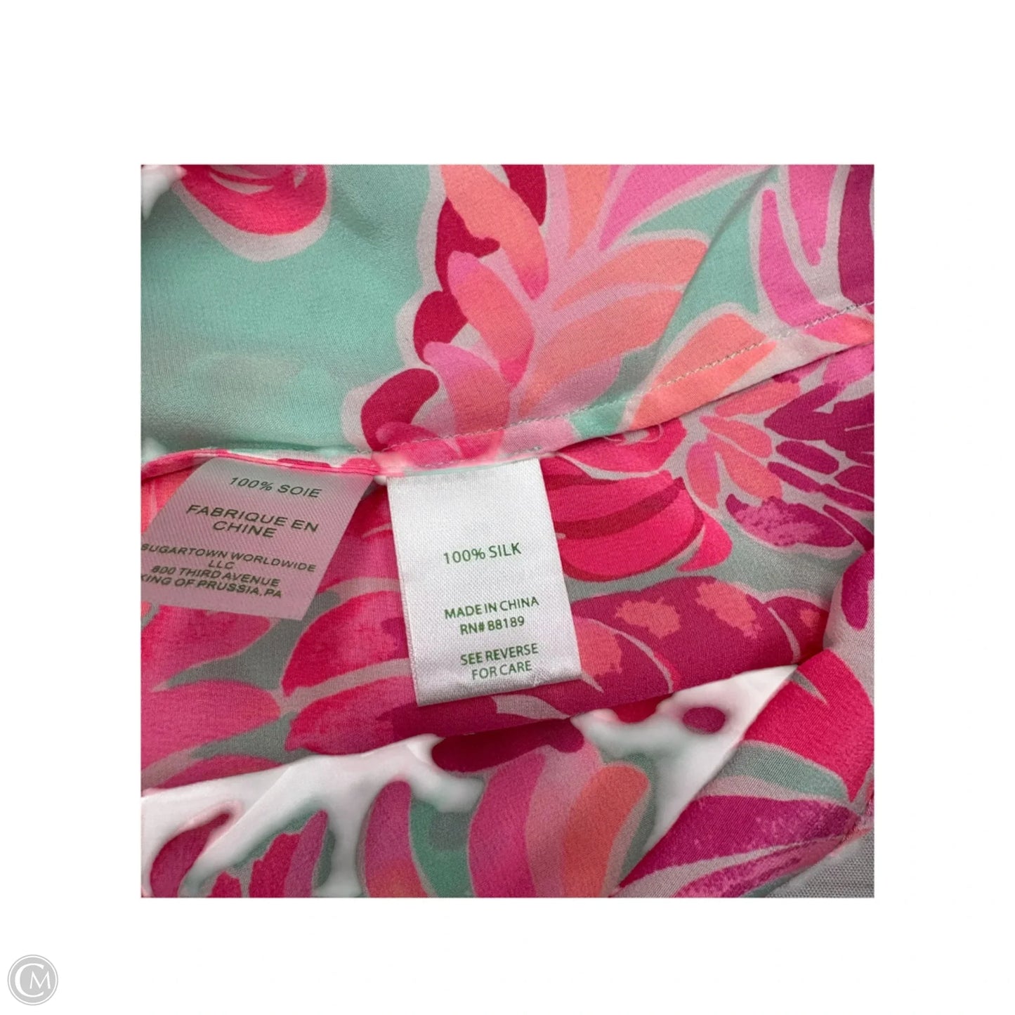 Top Long Sleeve Designer By Lilly Pulitzer In Green & Pink, Size: M