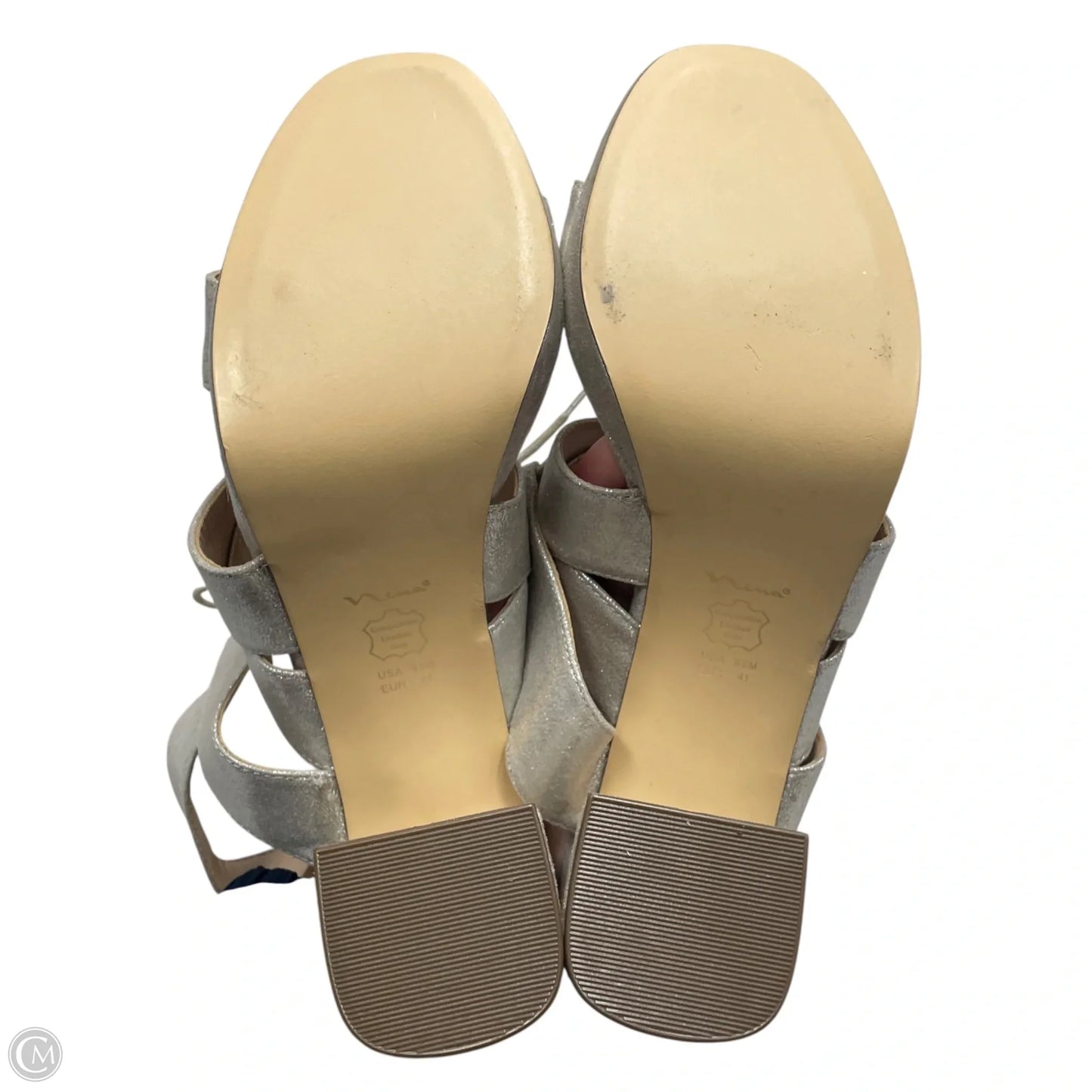 Sandals Heels Block By Nina In Silver, Size: 9.5