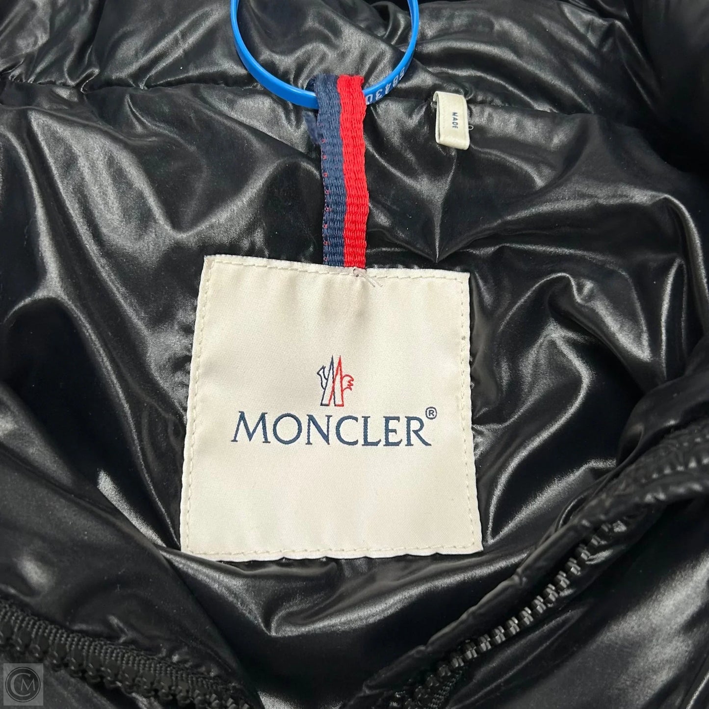 Coat Luxury Designer By Moncler In Black, Size: Xs