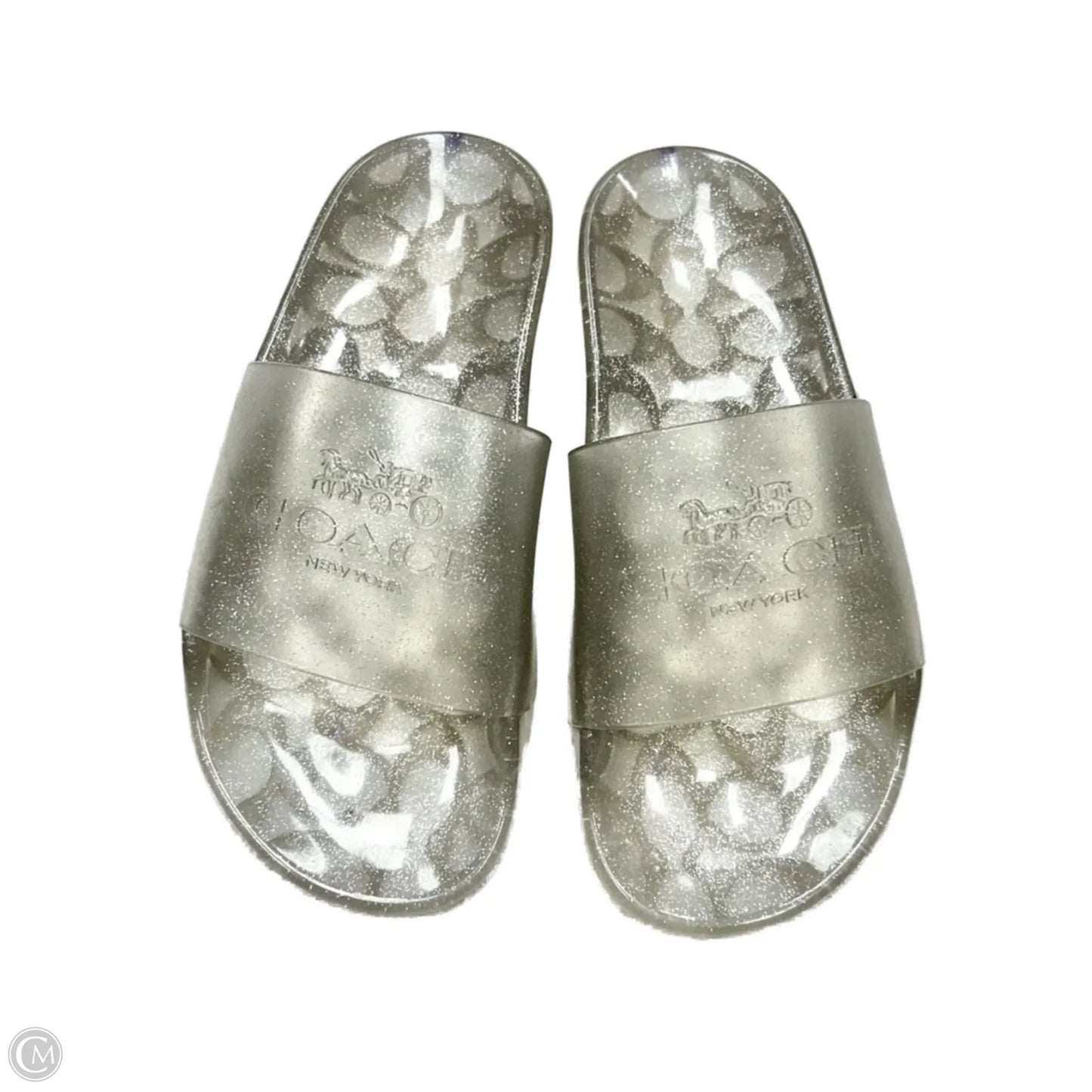 Sandals Designer By Coach In Silver, Size: 5