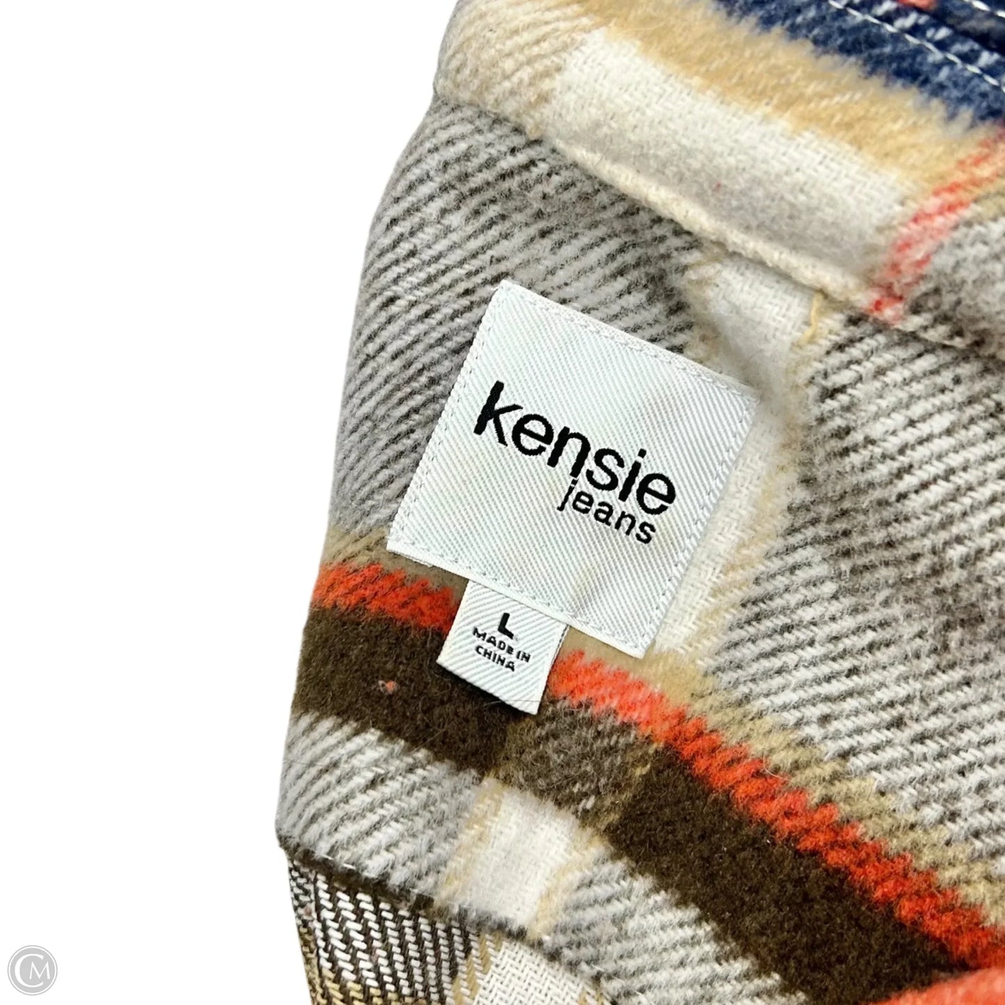 Jacket Shirt By Kensie In Plaid Pattern, Size: L