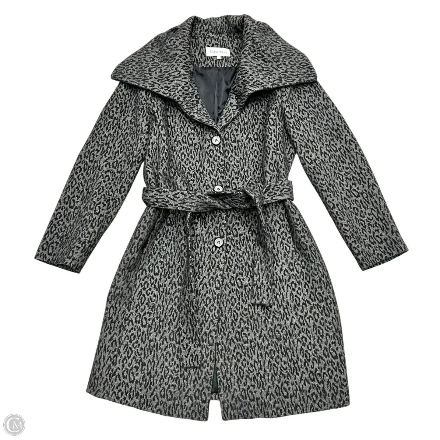 Coat Peacoat By Calvin Klein In Leopard Print, Size: L