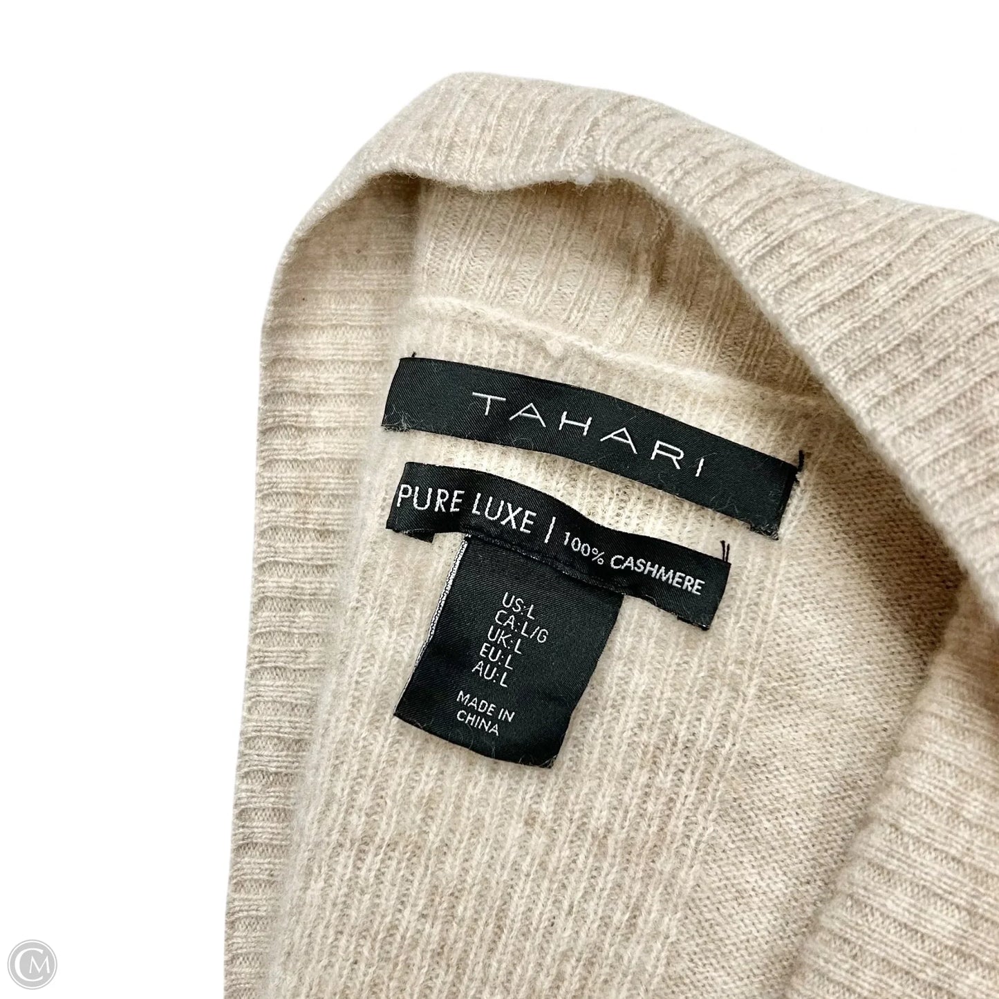 Sweater Cardigan Cashmere By Tahari In Tan, Size: L