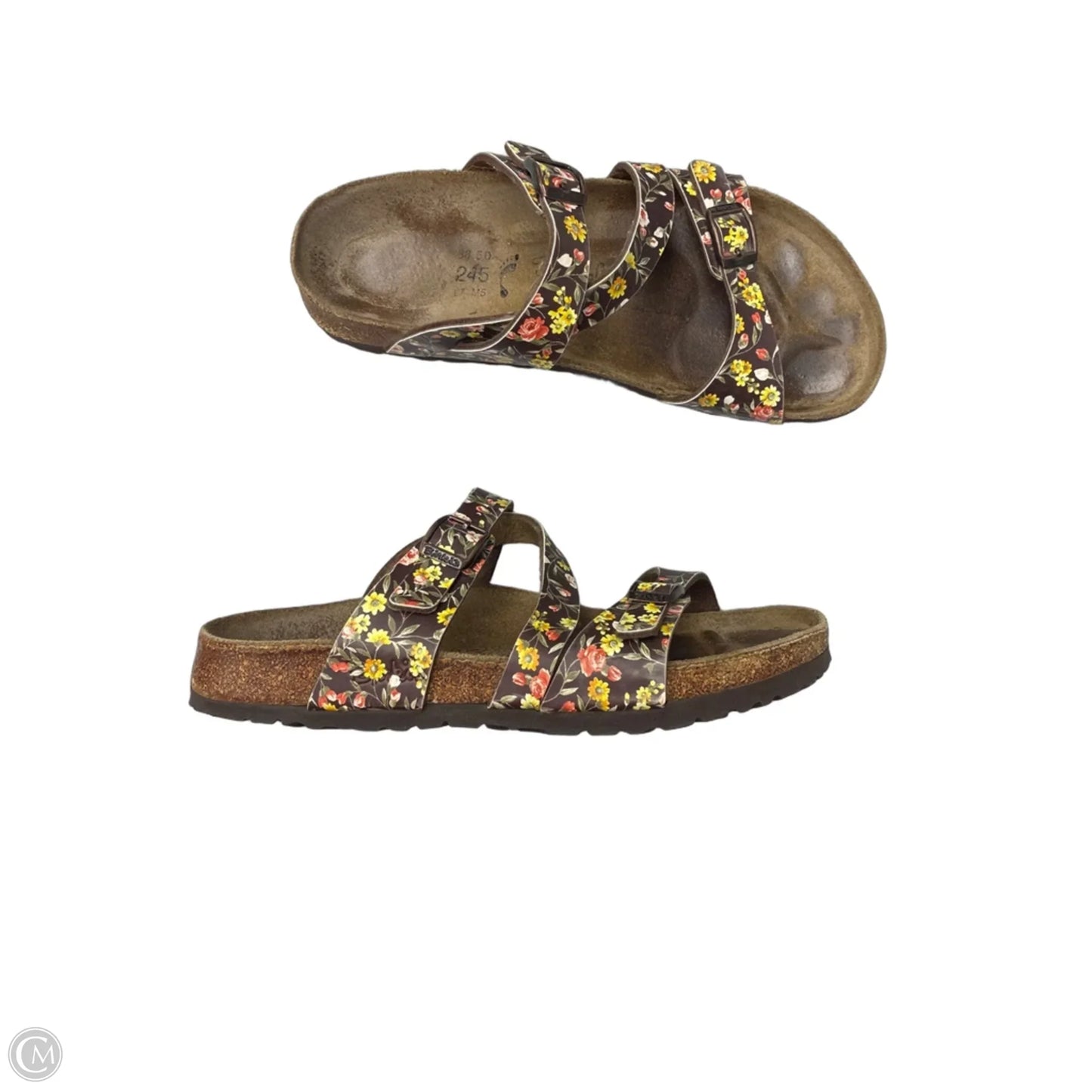 Sandals Flats By Birkenstock In Floral Print, Size: 7