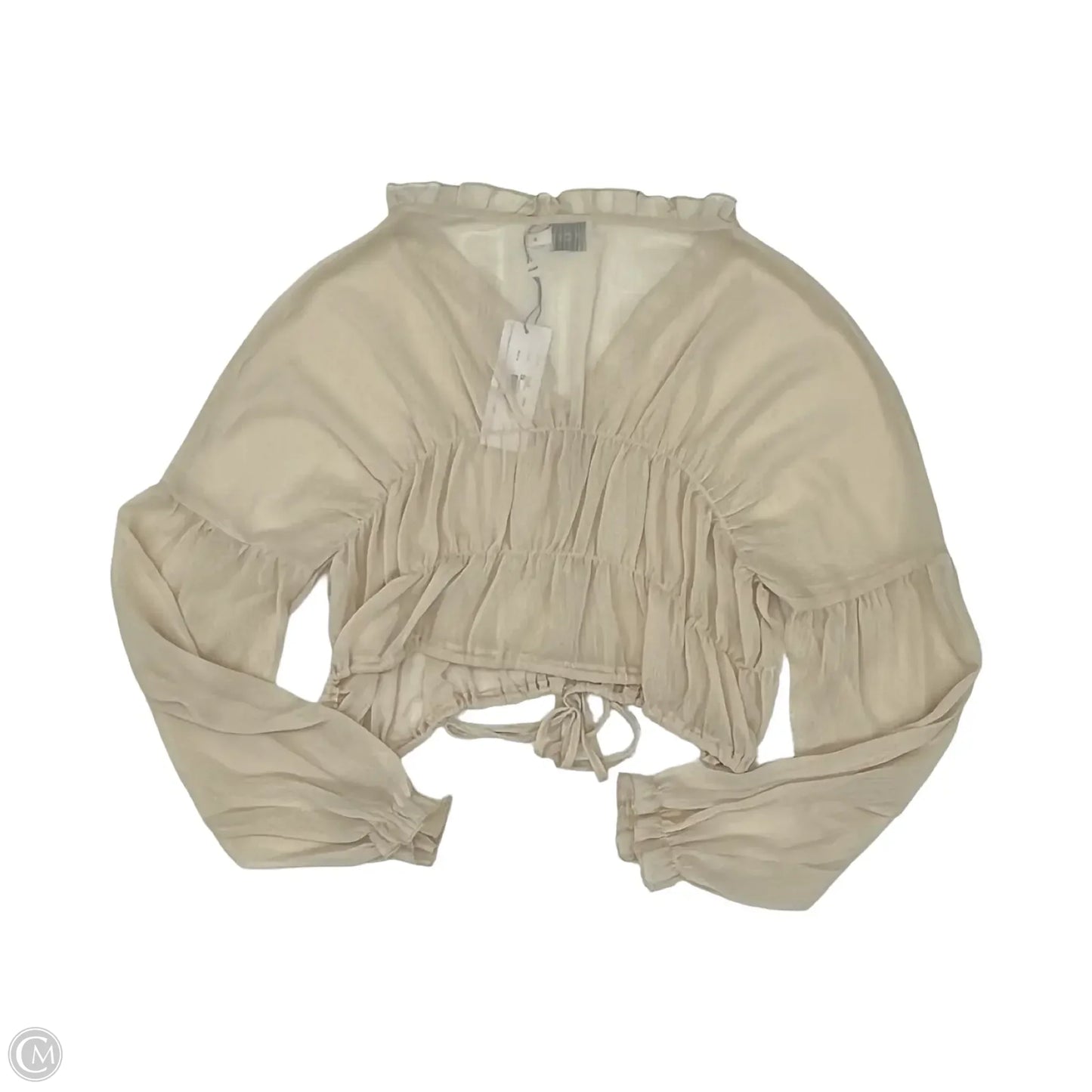 Blouse Long Sleeve By Cmb In Tan, Size: S