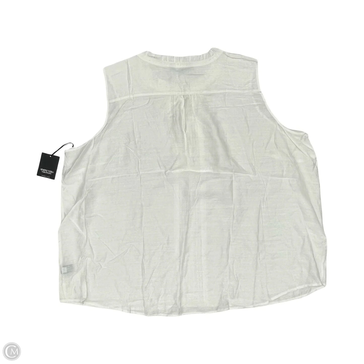 Blouse Sleeveless By Simply Vera In White, Size: 4x