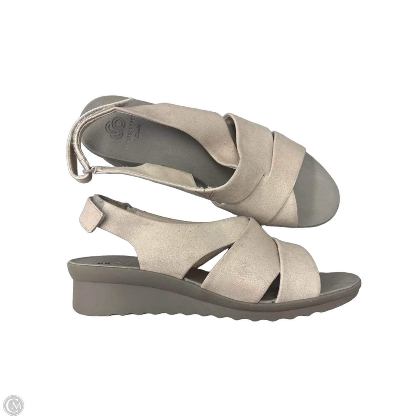 Sandals Heels Wedge By Clarks In Tan, Size: 9