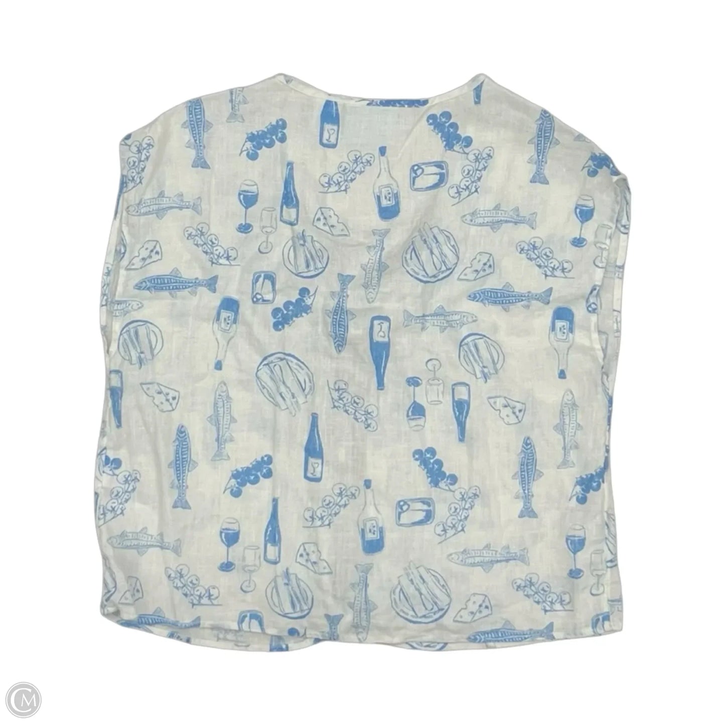 Blouse Short Sleeve By Cynthia Rowley In Blue & White, Size: S