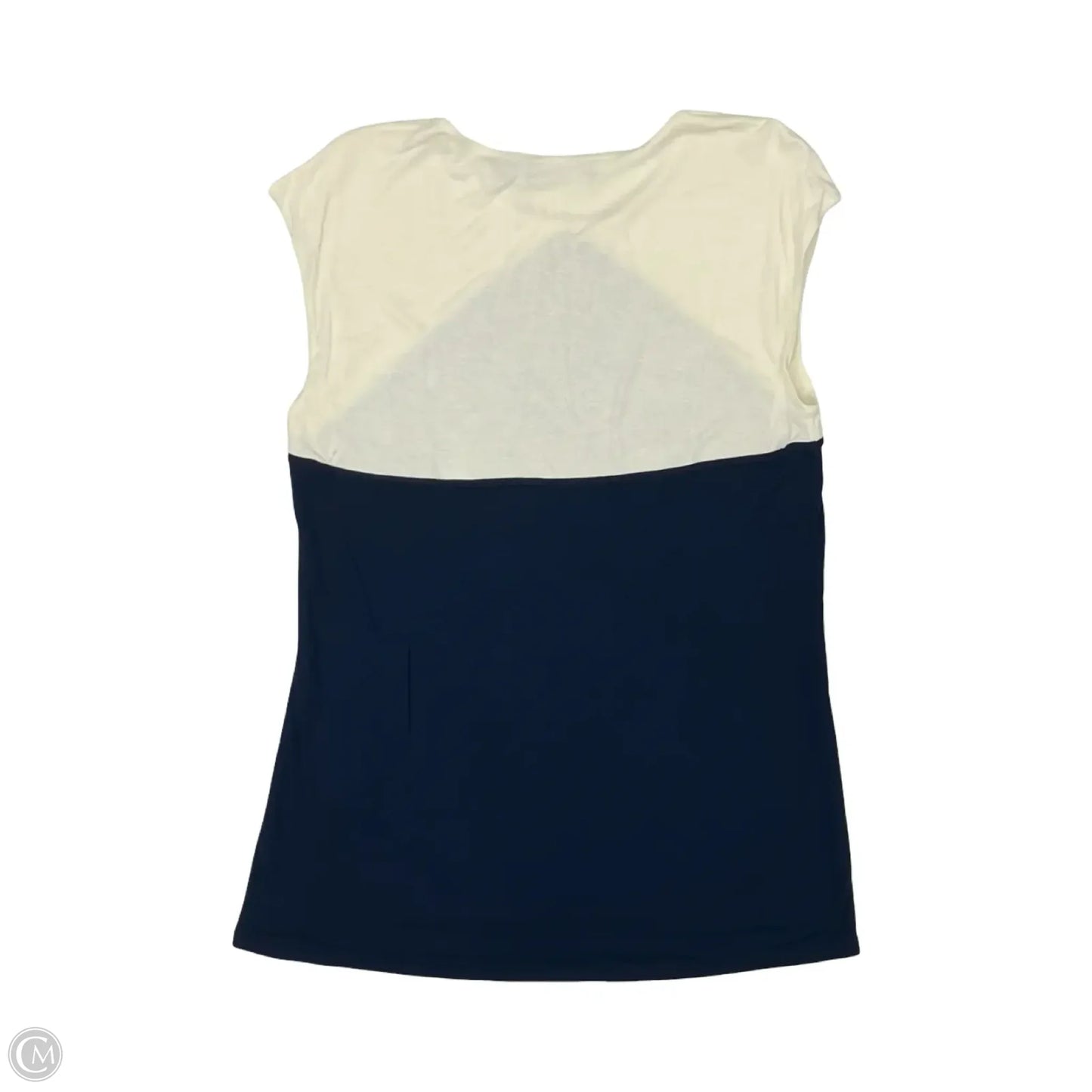 Top Short Sleeve By Lauren By Ralph Lauren In Blue & Cream, Size: L