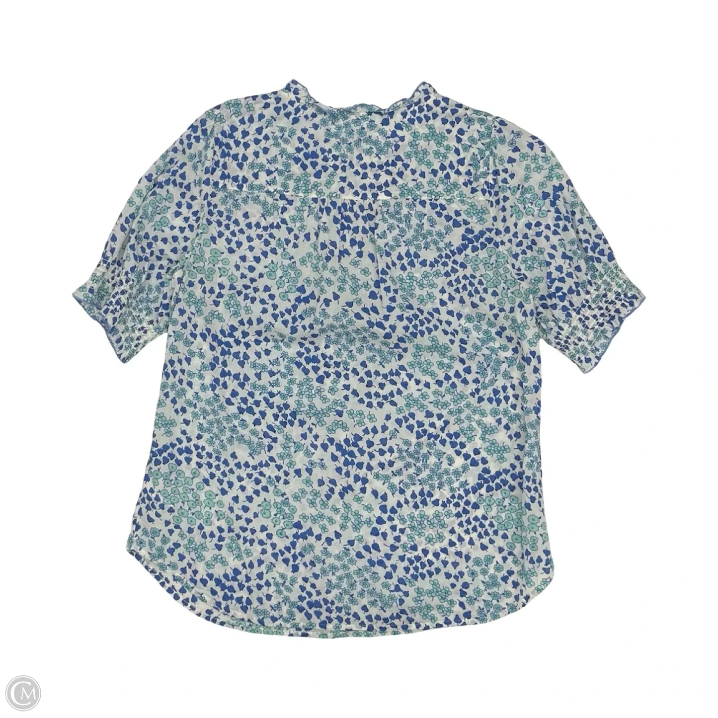 Blouse Short Sleeve By Talbots In Blue & White, Size: M