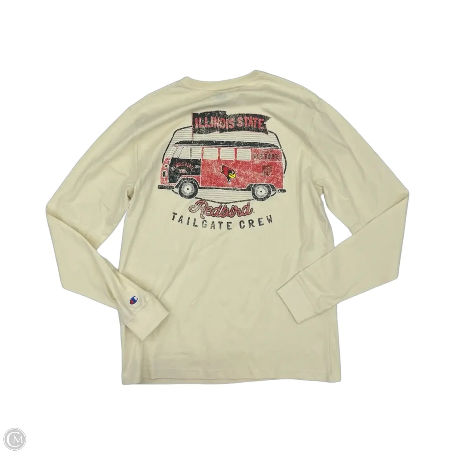 Athletic Top Long Sleeve Collar By Champion In Tan, Size: M