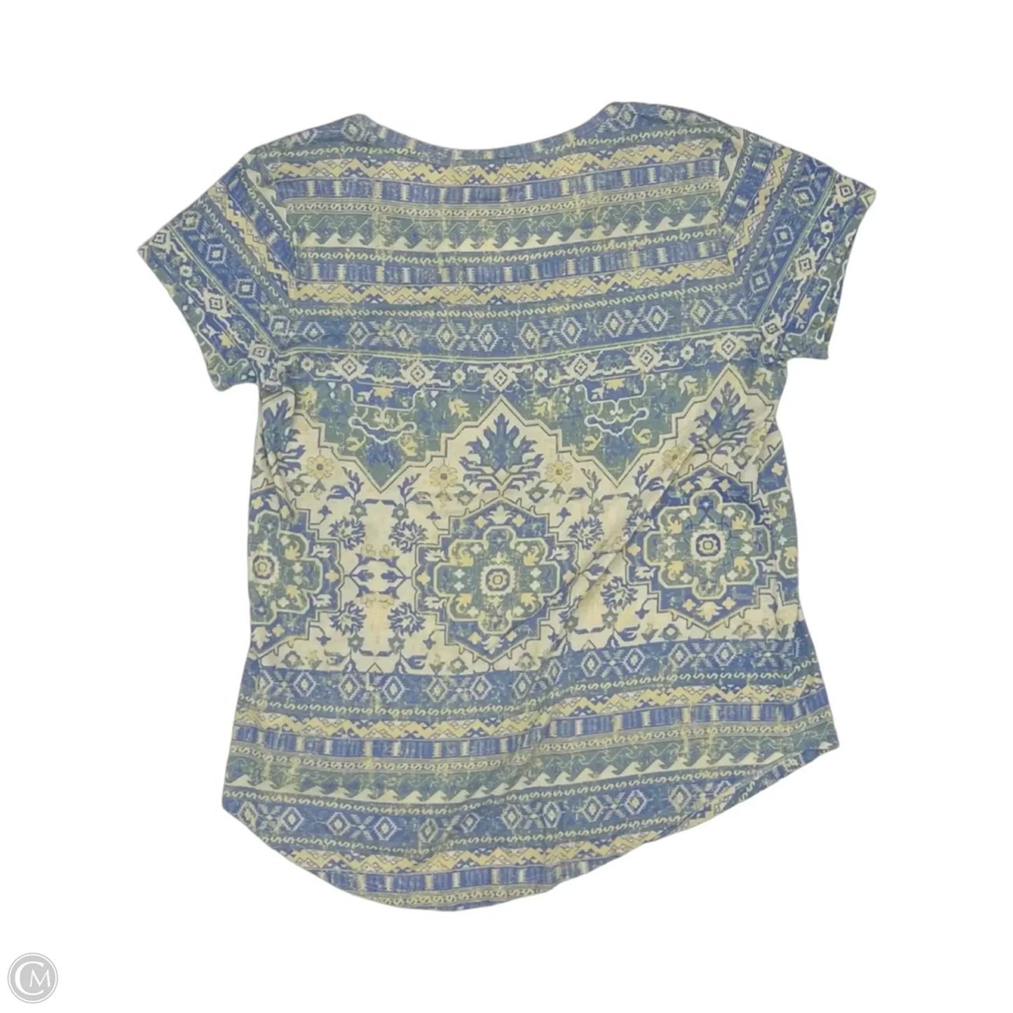Top Short Sleeve By Lucky Brand In Blue & Cream, Size: M