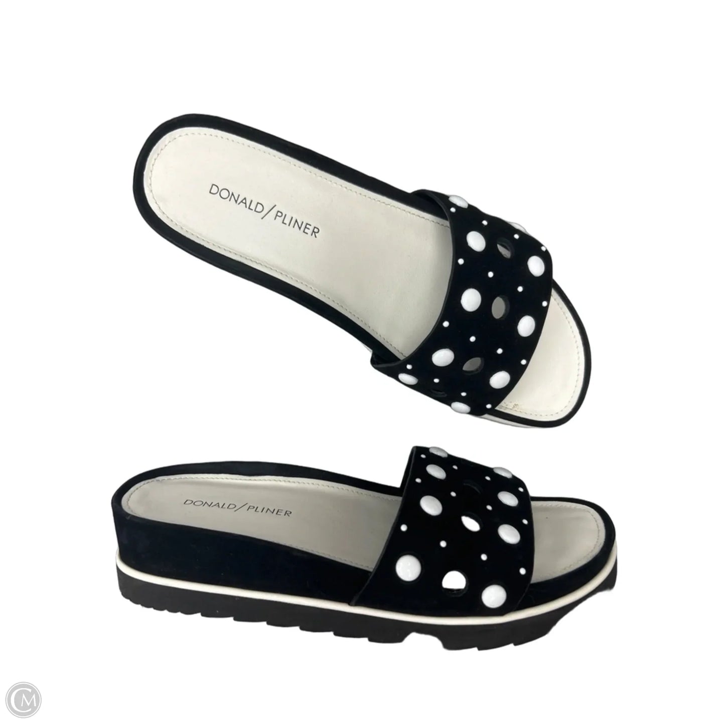 Sandals Flats By Donald Pliner In Black & White, Size: 7.5