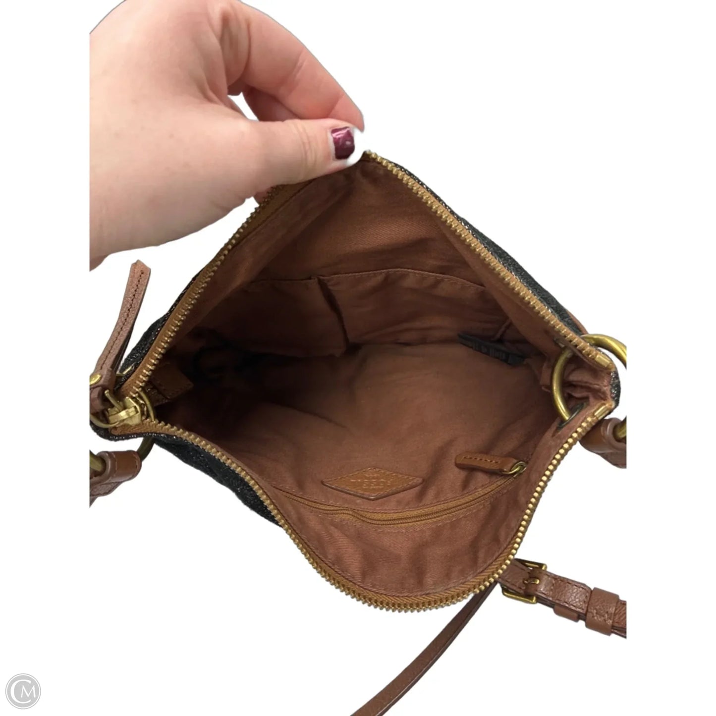 Crossbody Leather By Fossil, Size: Medium