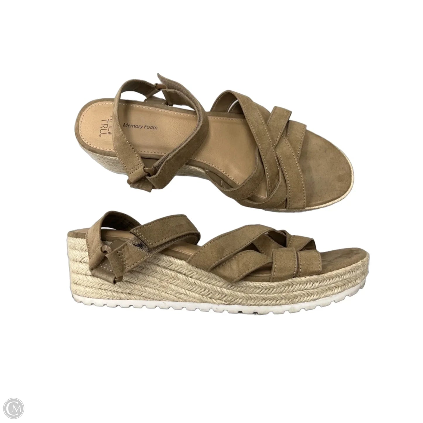 Sandals Heels Platform By Time And Tru In Brown, Size: 10
