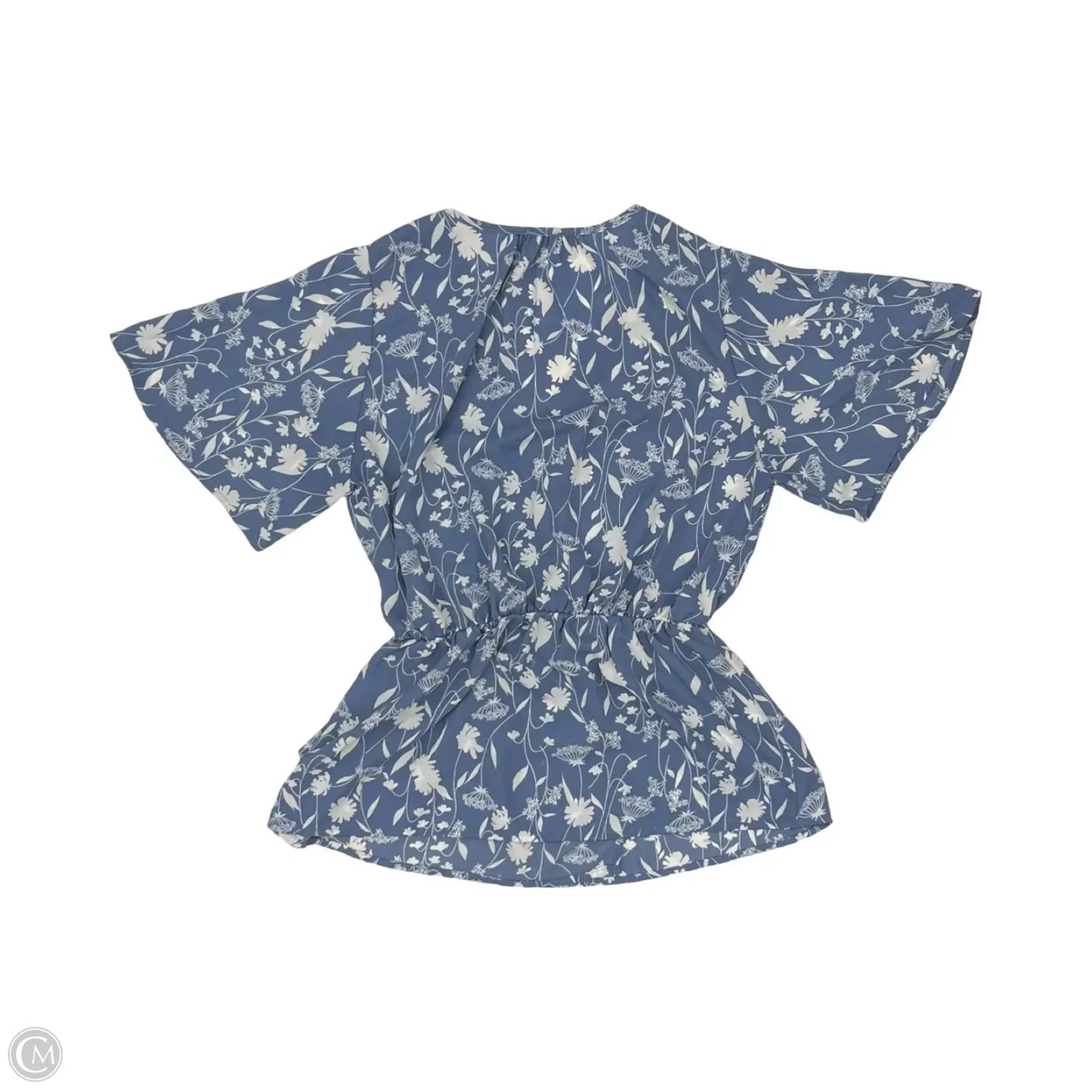 Blouse Short Sleeve By Sienna Sky In Blue & White, Size: L