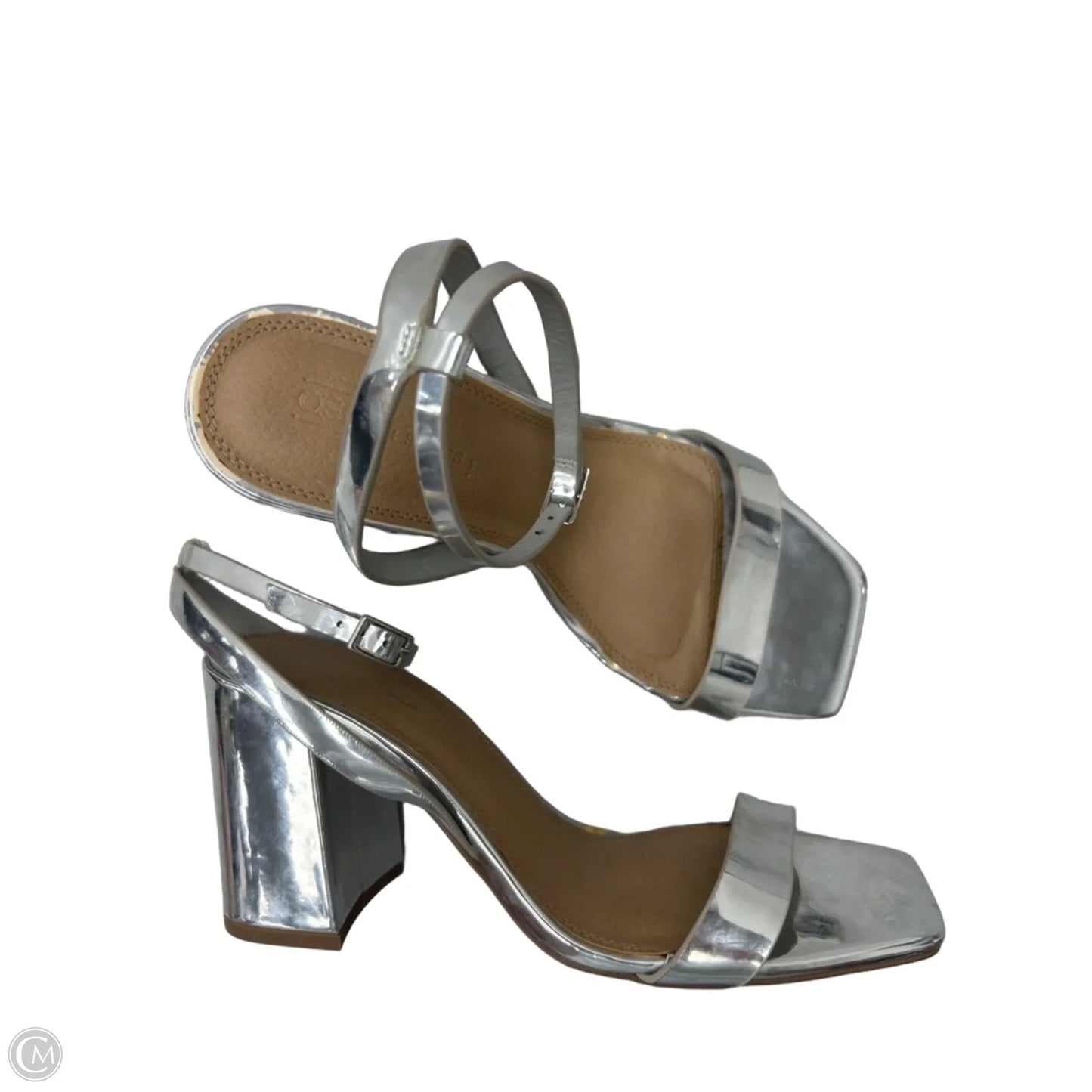Sandals Heels Block By Asos In Silver, Size: 9