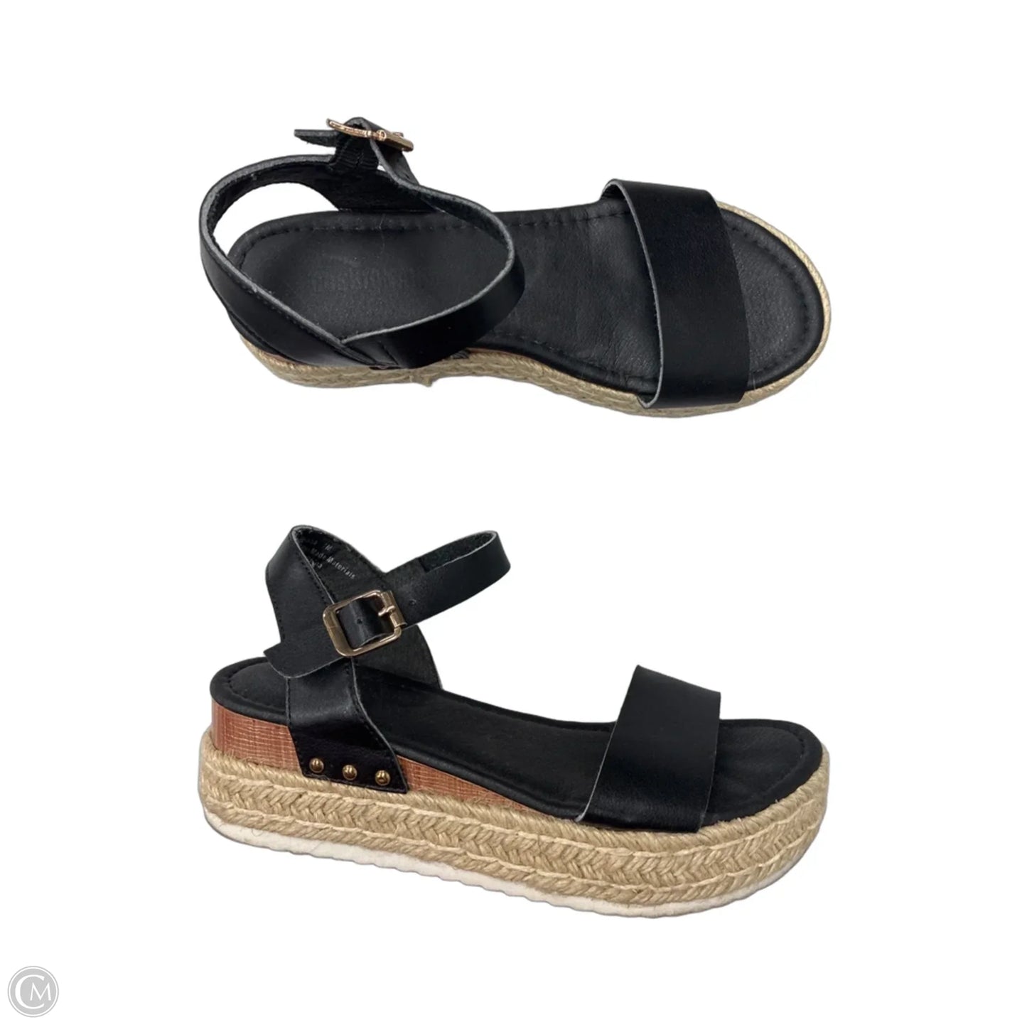 Sandals Heels Wedge By Clothes Mentor In Black, Size: 7