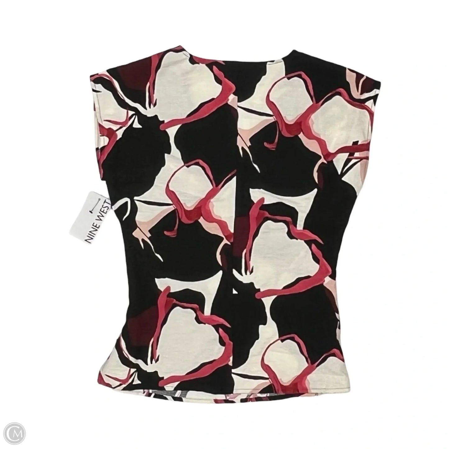 Blouse Short Sleeve By Nine West Apparel In Black & Red, Size: Xs
