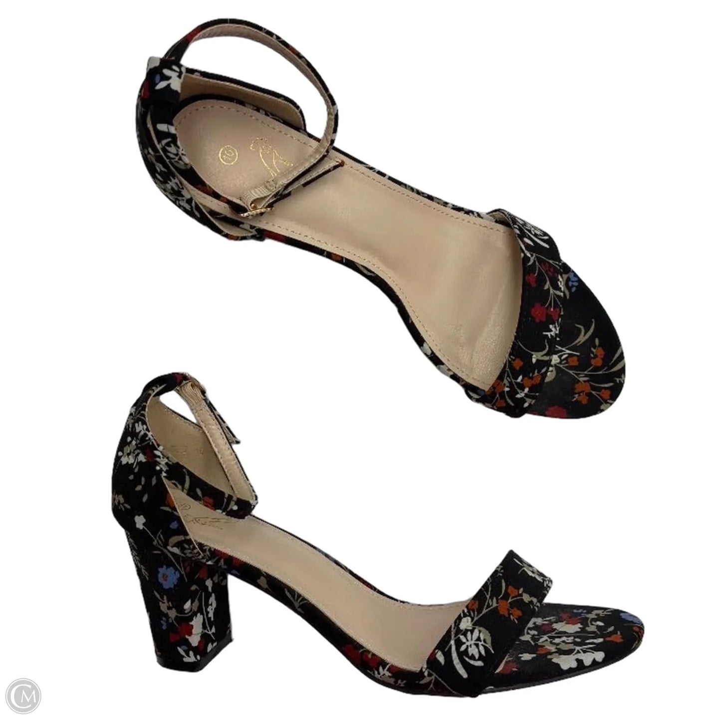 Sandals Heels Block By Clothes Mentor In Floral Print, Size: 10