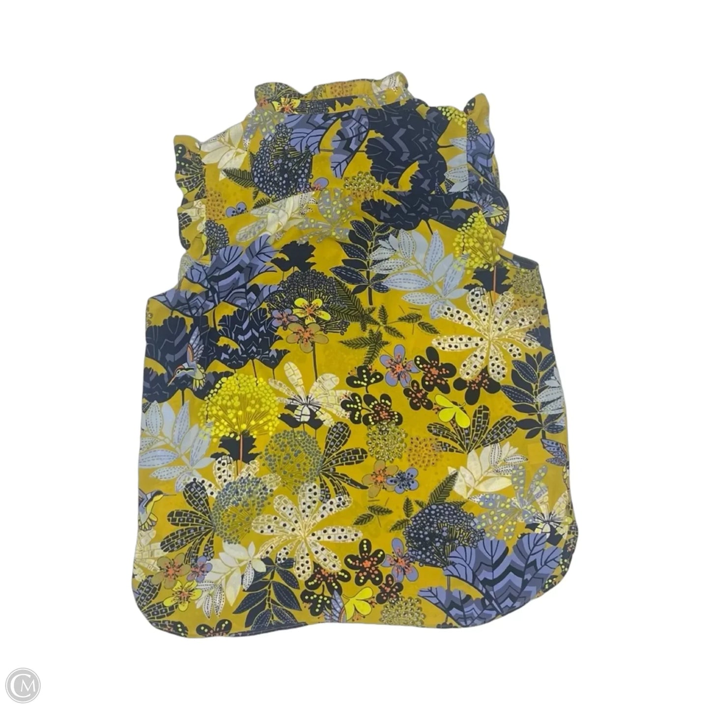 Blouse Short Sleeve By Loft In Blue & Yellow, Size: M