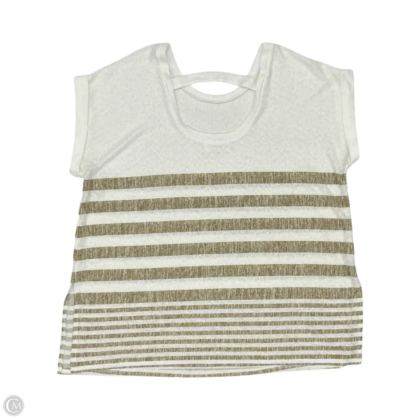 Top Short Sleeve By Clothes Mentor In Tan & White, Size: 1x
