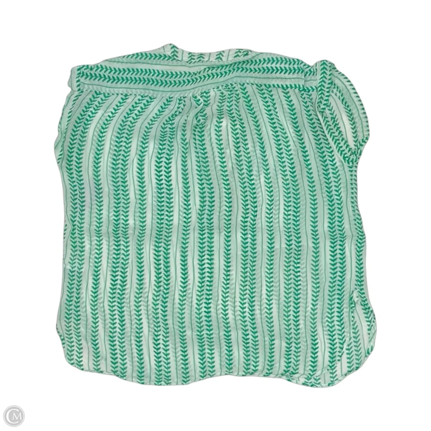 Blouse Short Sleeve By Clothes Mentor In Green & White, Size: Os