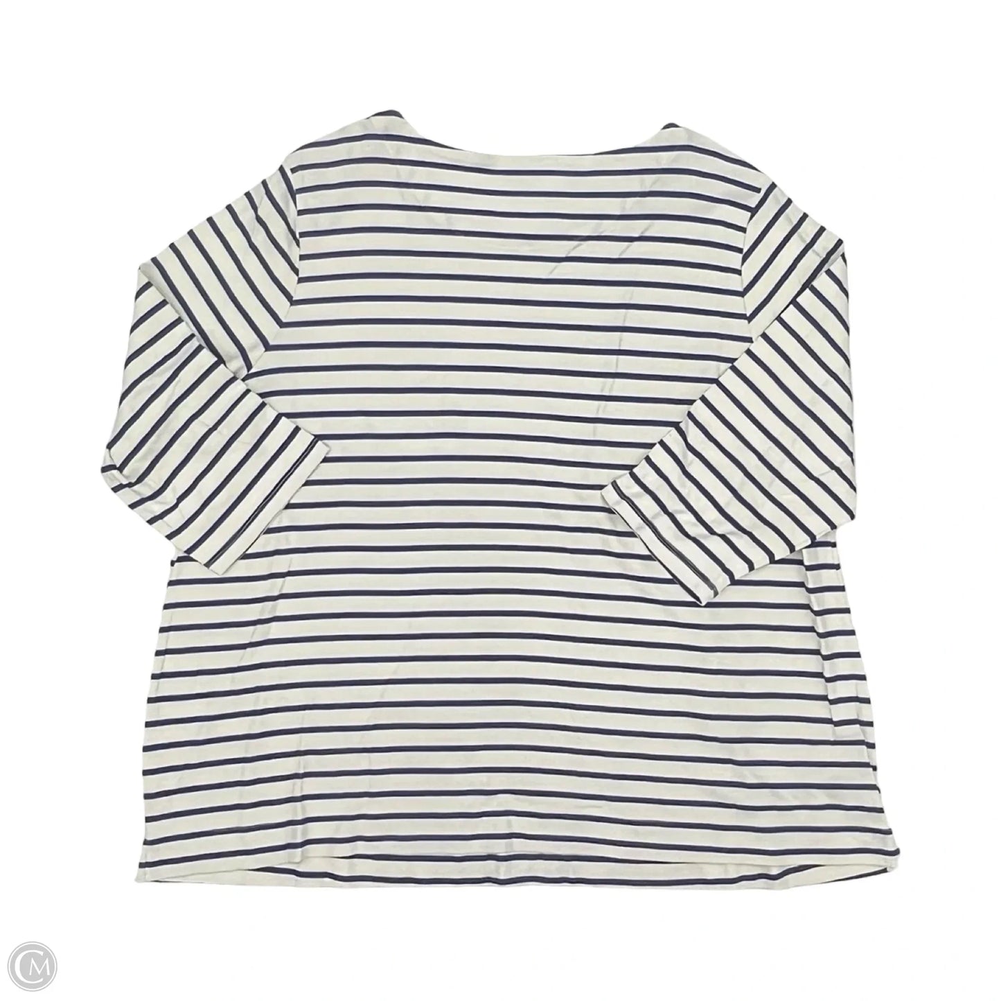 Top 3/4 Sleeve By Croft And Barrow In Blue & White, Size: 4x