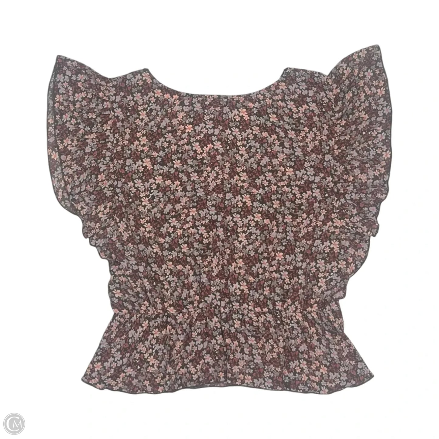 Blouse Short Sleeve By Maurices In Brown & Pink, Size: L