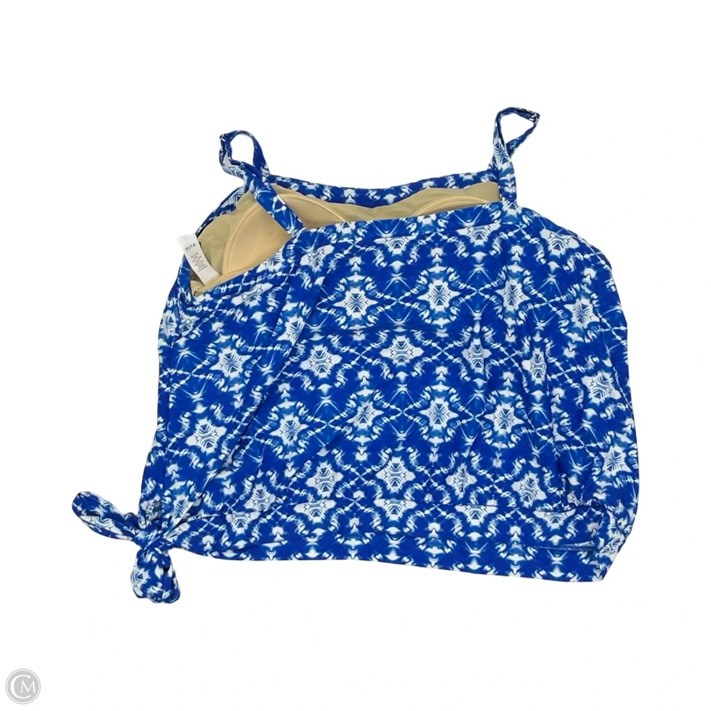 Swimsuit Top By Clothes Mentor In Blue & White, Size: 28