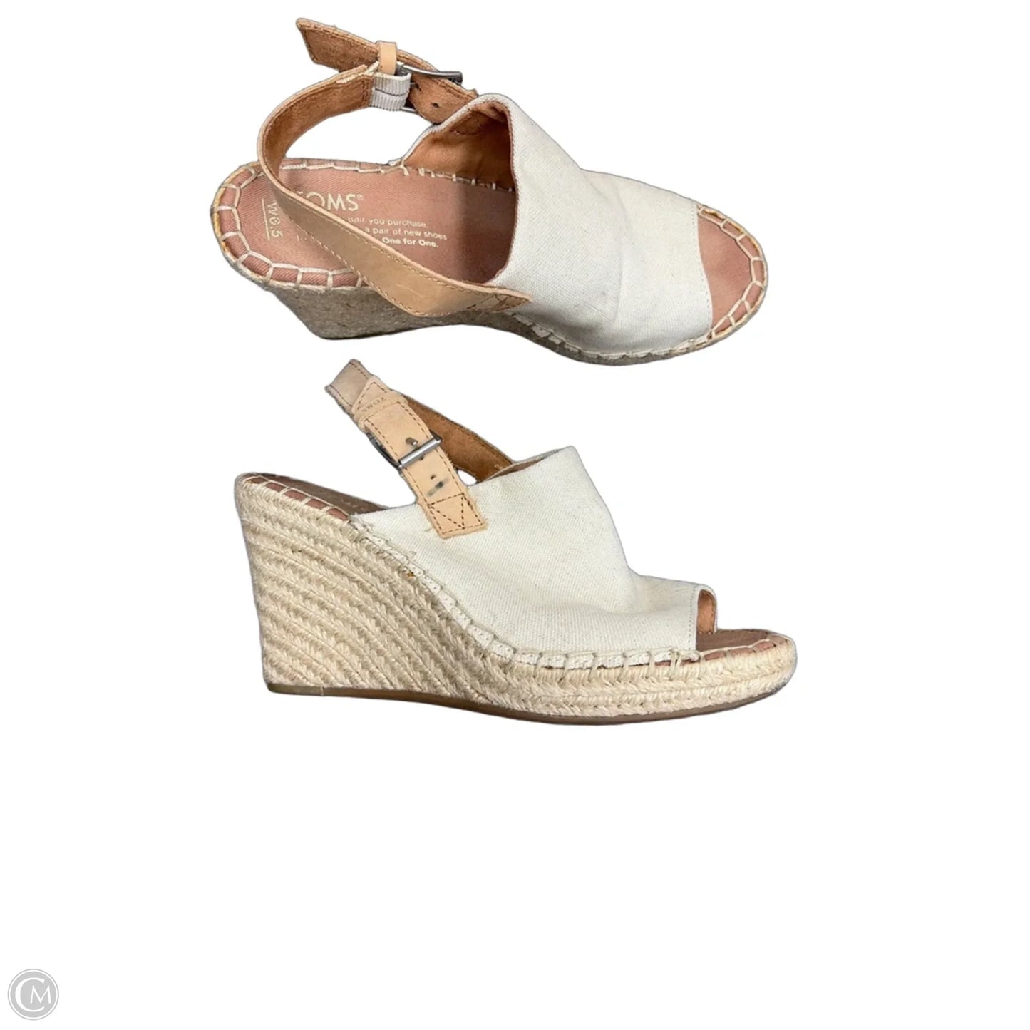 Sandals Heels Wedge By Toms In Cream, Size: 6.5