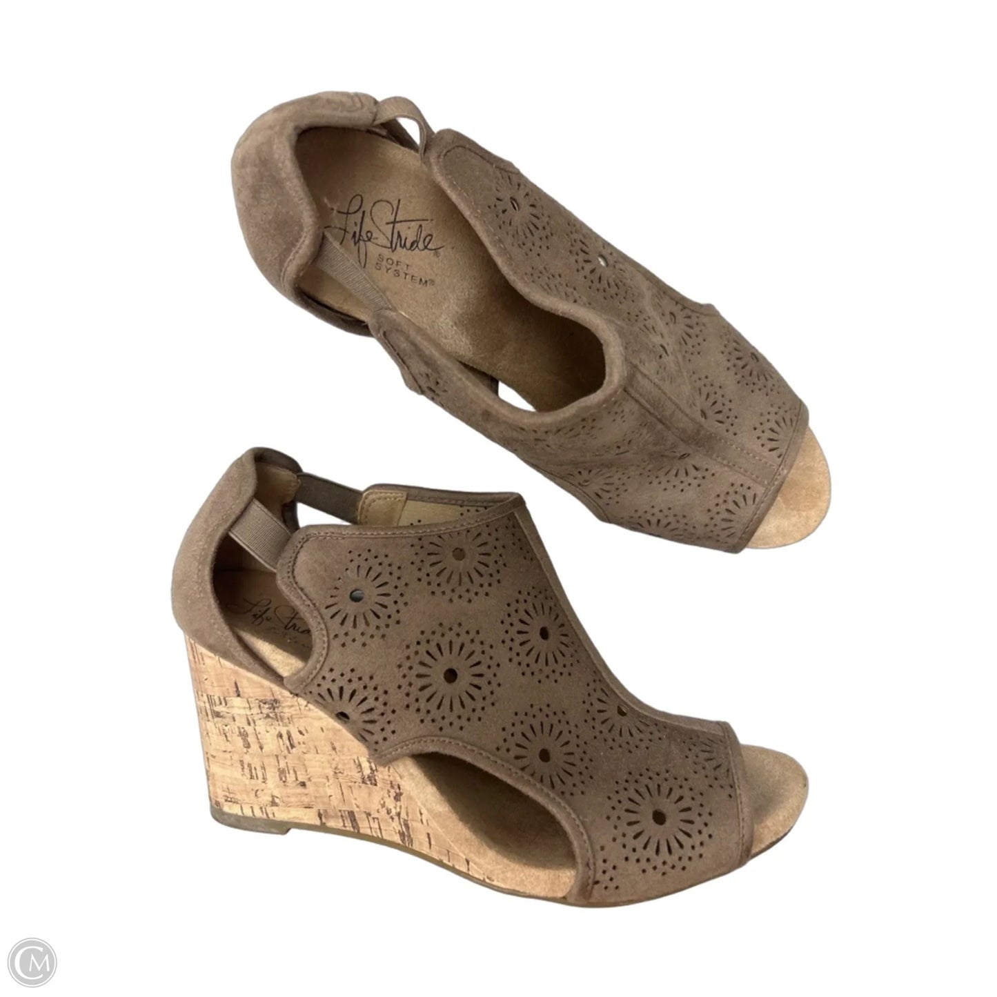 Sandals Heels Wedge By Life Stride In Tan, Size: 9