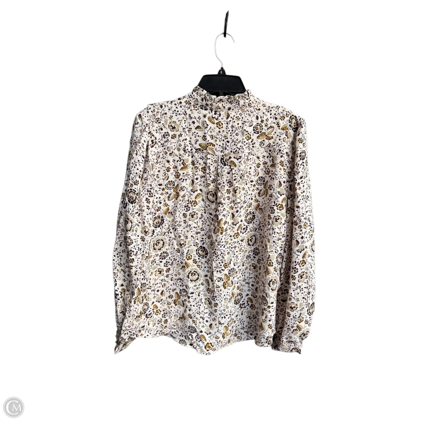 Blouse Long Sleeve By Ann Taylor In Cream, Size: L