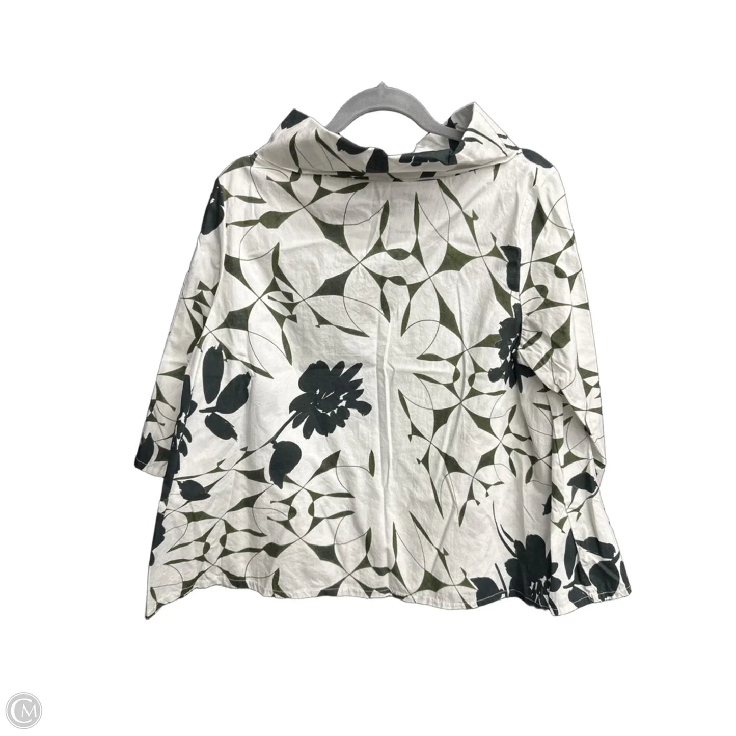 Top 3/4 Sleeve By Bryn Walker In Green & White, Size: M