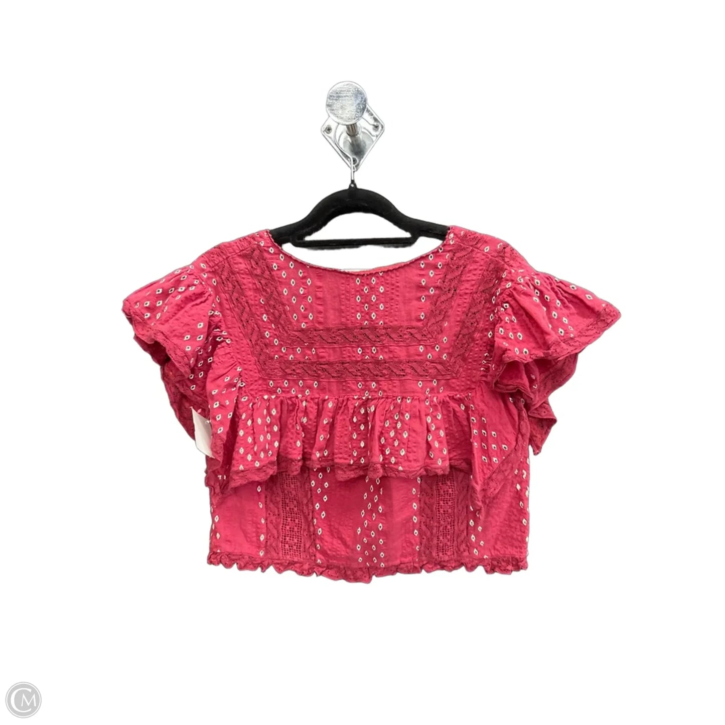 Blouse Short Sleeve By Loveshackfancy In Red & White, Size: S